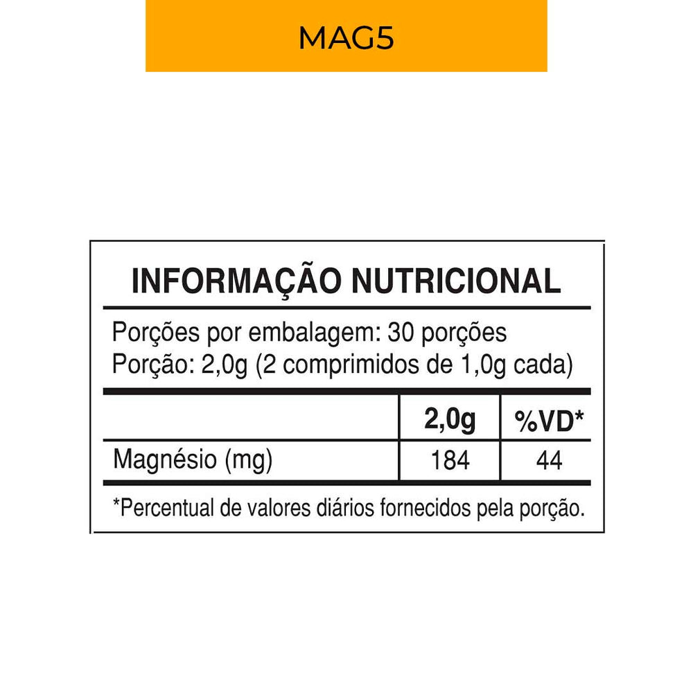 Tabela nutricional do Mag5 da Maxme Bio
