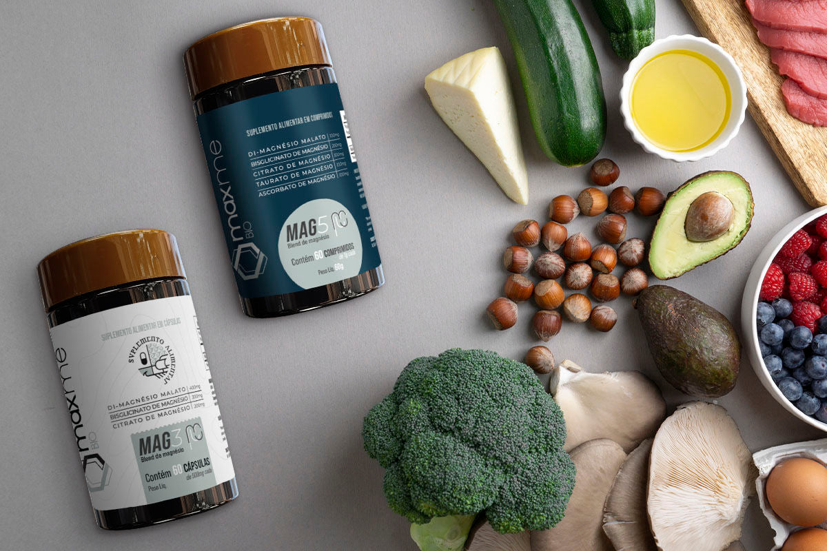 Suplementos Maxme Bio com vegetais - magnésio para músculos e nervos
