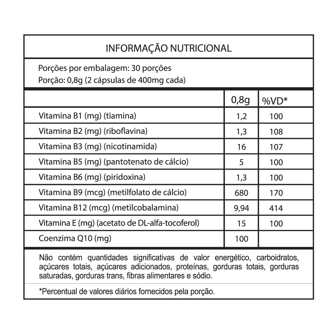 Coenzima Q10 + B-Complex: suporte diário à energia celular